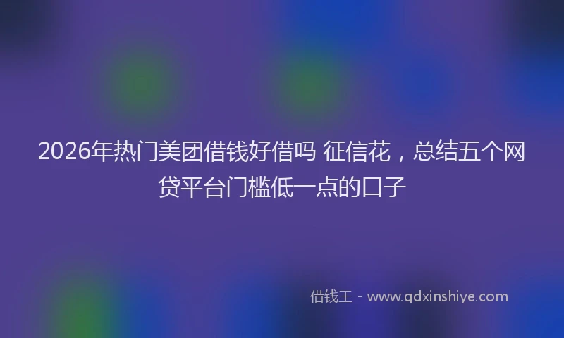 2026年热门美团借钱好借吗 征信花，总结五个网贷平台门槛低一点的口子