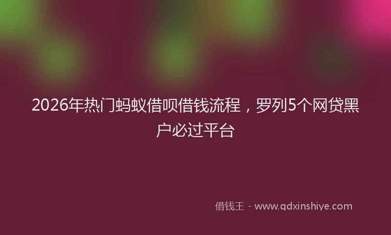 2026年热门蚂蚁借呗借钱流程，罗列5个网贷黑户必过平台