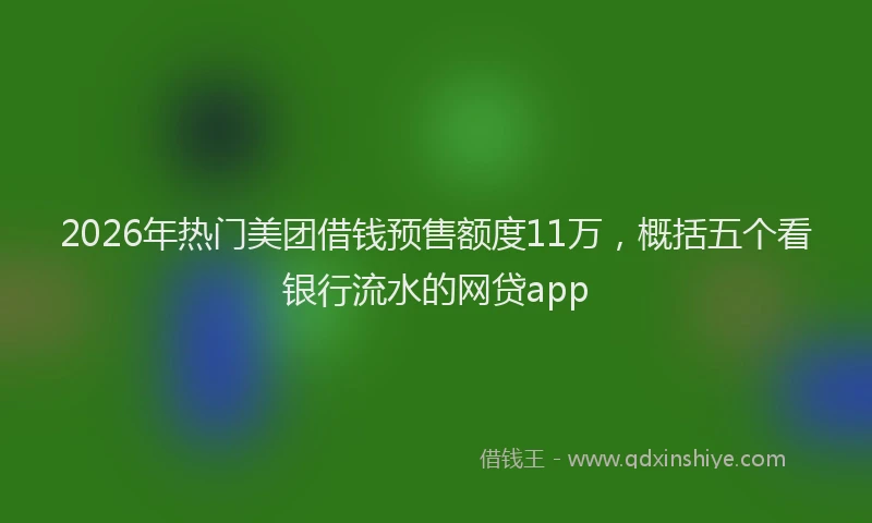 2026年热门美团借钱预售额度11万，概括五个看银行流水的网贷app