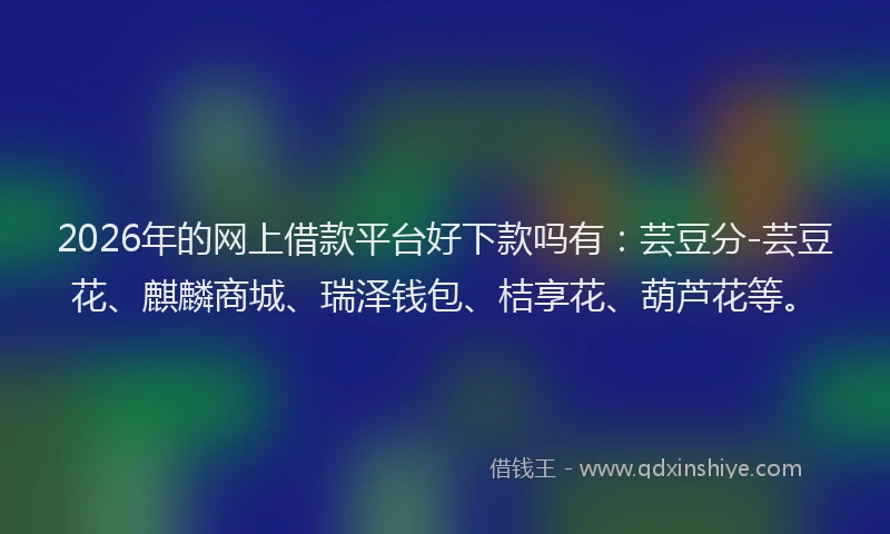 2026年的网上借款平台好下款吗有：芸豆分-芸豆花、麒麟商城、瑞泽钱包、桔享花、葫芦花等。