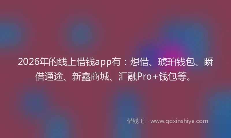 2026年的线上借钱app有:想借、琥珀钱包、瞬借通途、新鑫商城、汇融Pro+钱包等。