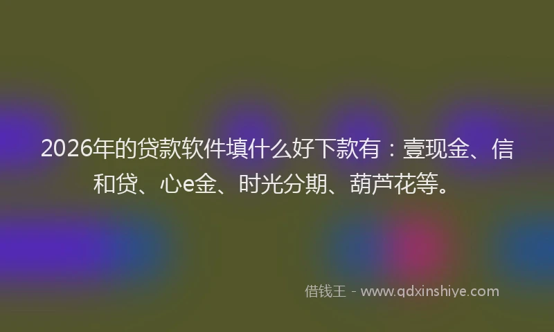 2026年的贷款软件填什么好下款有：壹现金、信和贷、心e金、时光分期、葫芦花等。