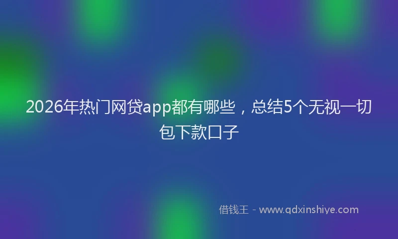 2026年热门网贷app都有哪些，总结5个无视一切包下款口子