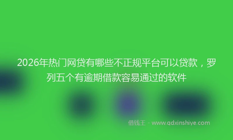 2026年热门网贷有哪些不正规平台可以贷款，罗列五个有逾期借款容易通过的软件