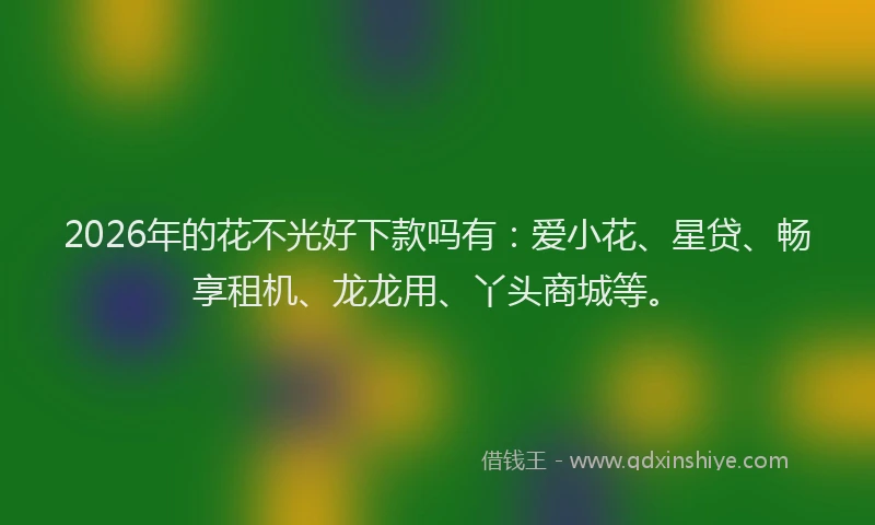 2026年的花不光好下款吗有：爱小花、星贷、畅享租机、龙龙用、丫头商城等。