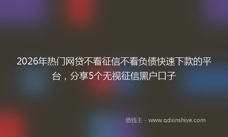 2026年热门网贷不看征信不看负债快速下款的平台，分享5个无视征信黑户口子
