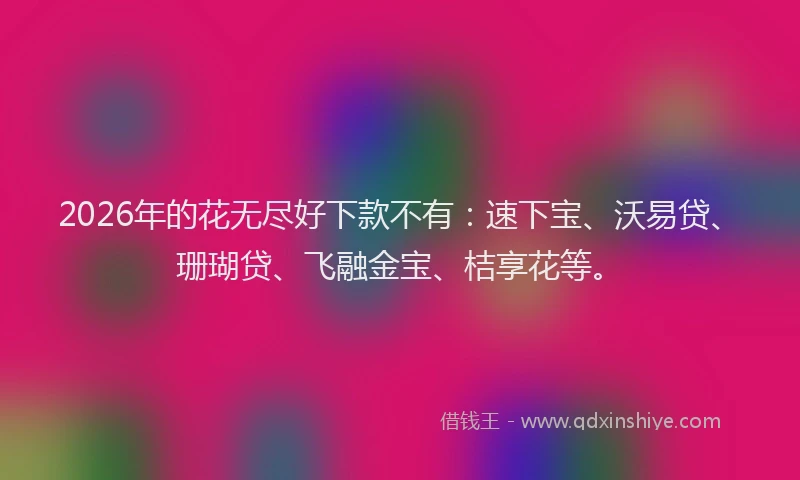 2026年的花无尽好下款不有:速下宝、沃易贷、珊瑚贷、飞融金宝、桔享花等。