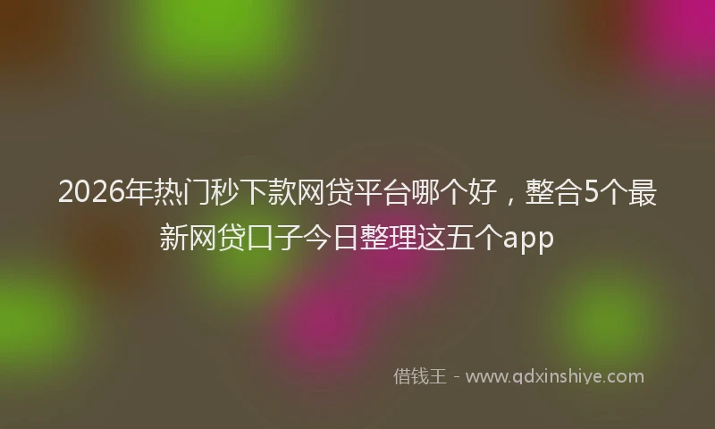 2026年热门秒下款网贷平台哪个好，整合5个最新网贷口子今日整理这五个app