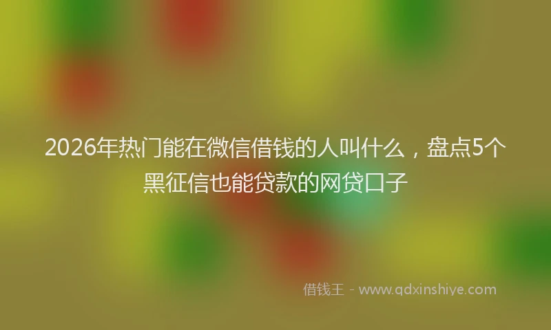 2026年热门能在微信借钱的人叫什么，盘点5个黑征信也能贷款的网贷口子