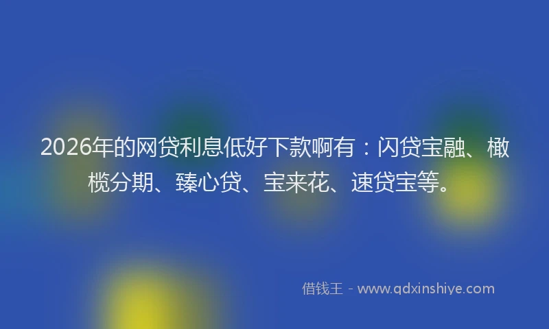 2026年的网贷利息低好下款啊有：闪贷宝融、橄榄分期、臻心贷、宝来花、速贷宝等。