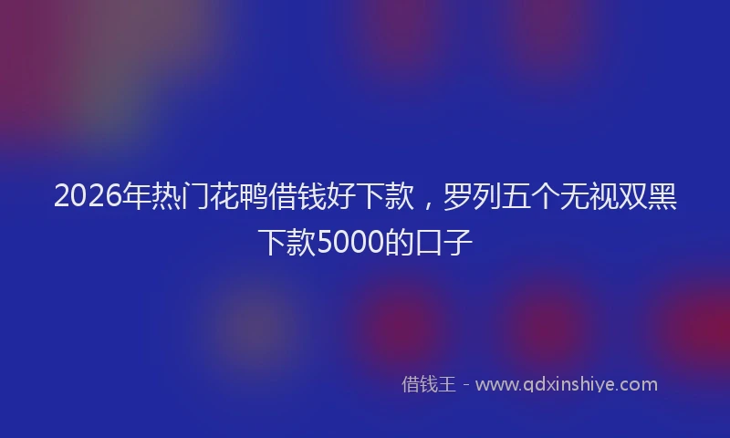 2026年热门花鸭借钱好下款，罗列五个无视双黑下款5000的口子