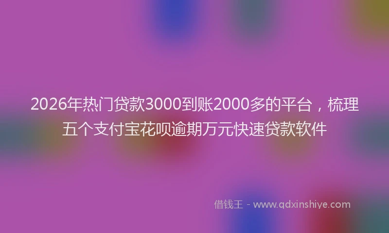 2026年热门贷款3000到账2000多的平台，梳理五个支付宝花呗逾期万元快速贷款软件