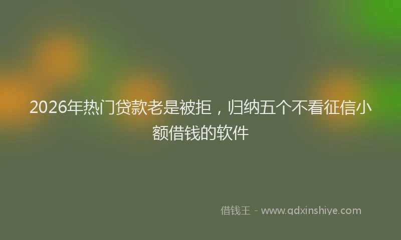 2026年热门贷款老是被拒，归纳五个不看征信小额借钱的软件