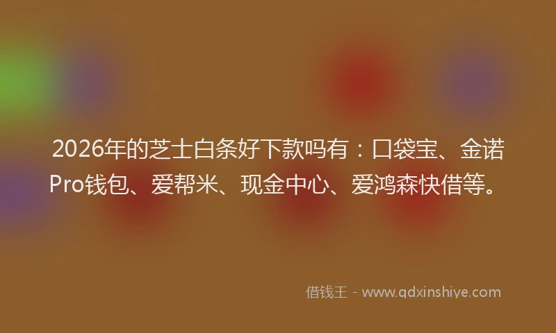 2026年的芝士白条好下款吗有：口袋宝、金诺Pro钱包、爱帮米、现金中心、爱鸿森快借等。