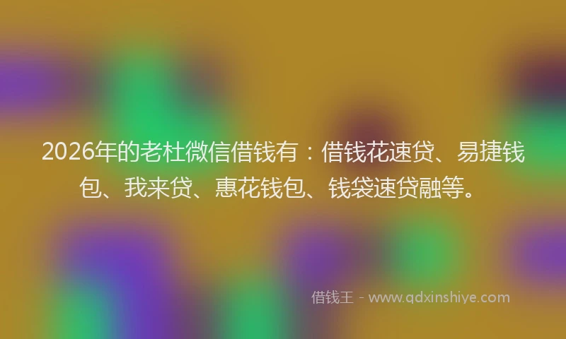 2026年的老杜微信借钱有：借钱花速贷、易捷钱包、我来贷、惠花钱包、钱袋速贷融等。