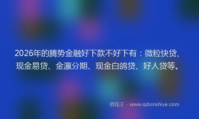 2026年的腾势金融好下款不好下有:微粒快贷、现金易贷、金瀛分期、现金白鸽贷、好人贷等。