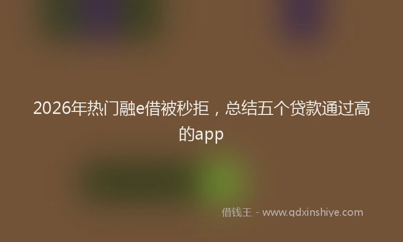 2026年热门融e借被秒拒，总结五个贷款通过高的app
