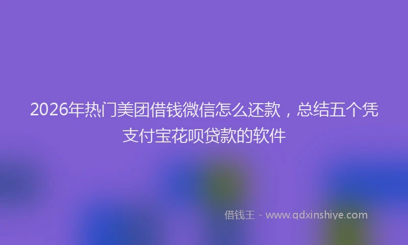 2026年热门美团借钱微信怎么还款，总结五个凭支付宝花呗贷款的软件