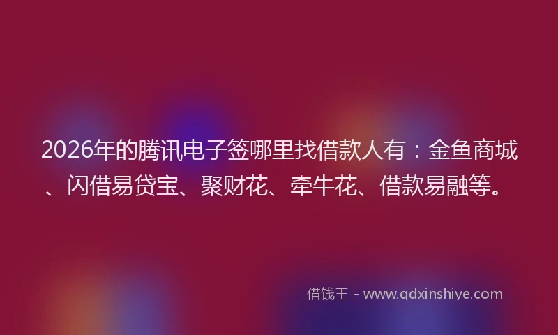 2026年的腾讯电子签哪里找借款人有：金鱼商城、闪借易贷宝、聚财花、牵牛花、借款易融等。