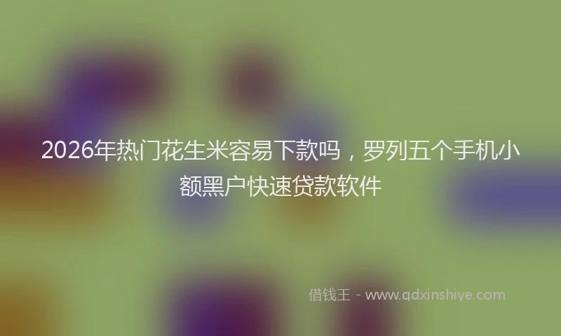 2026年热门花生米容易下款吗，罗列五个手机小额黑户快速贷款软件