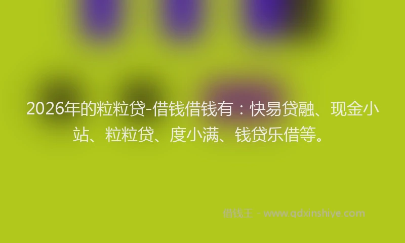 2026年的粒粒贷-借钱借钱有：快易贷融、现金小站、粒粒贷、度小满、钱贷乐借等。
