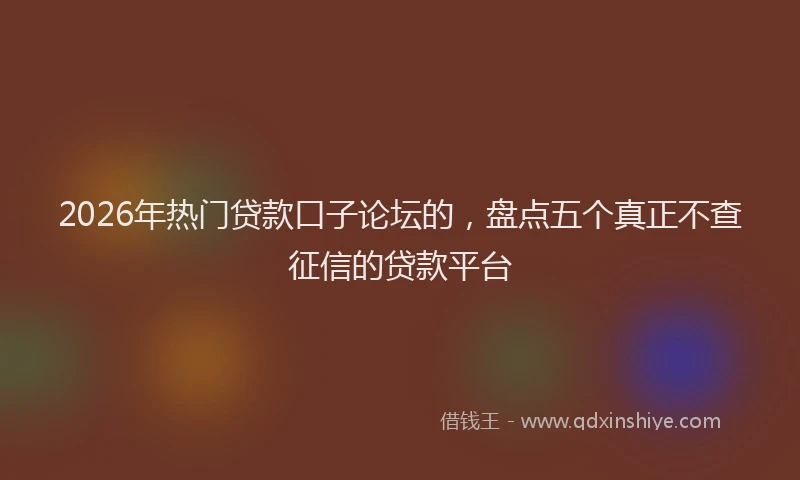 2026年热门贷款口子论坛的,盘点五个真正不查征信的贷款平台