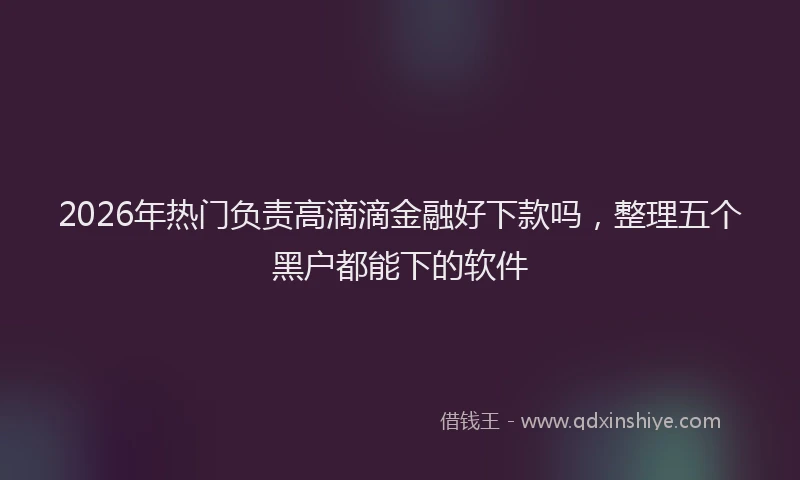 2026年热门负责高滴滴金融好下款吗，整理五个黑户都能下的软件