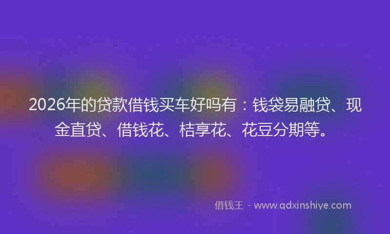 2026年的贷款借钱买车好吗有：钱袋易融贷、现金直贷、借钱花、桔享花、花豆分期等。