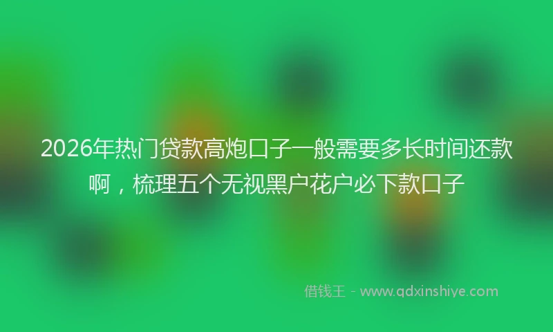2026年热门贷款高炮口子一般需要多长时间还款啊，梳理五个无视黑户花户必下款口子