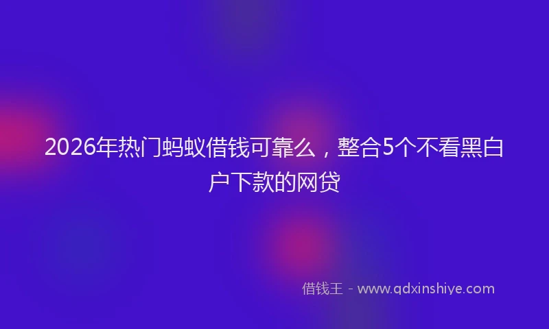 2026年热门蚂蚁借钱可靠么，整合5个不看黑白户下款的网贷