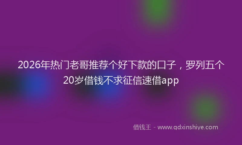 2026年热门老哥推荐个好下款的口子，罗列五个20岁借钱不求征信速借app