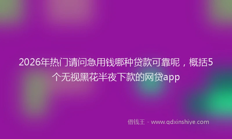 2026年热门请问急用钱哪种贷款可靠呢,概括5个无视黑花半夜下款的网贷app