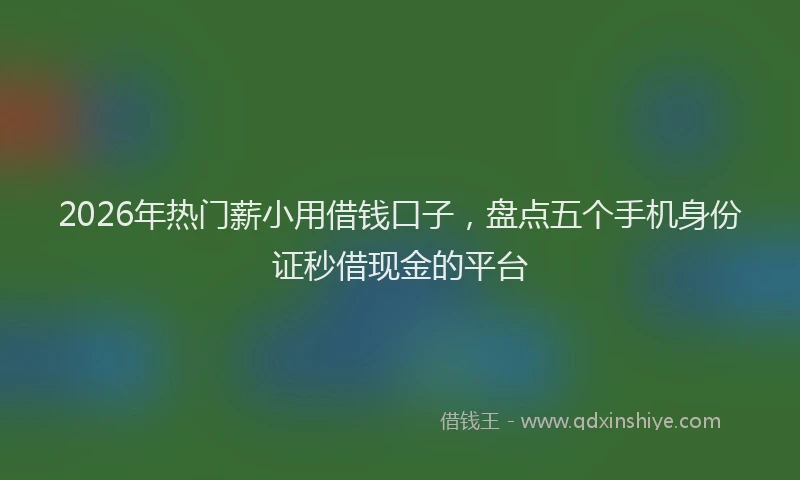 2026年热门薪小用借钱口子，盘点五个手机身份证秒借现金的平台