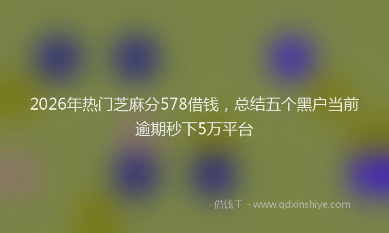 2026年热门芝麻分578借钱，总结五个黑户当前逾期秒下5万平台