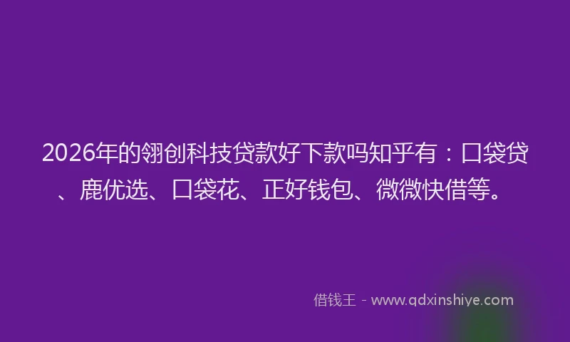 2026年的翎创科技贷款好下款吗知乎有：口袋贷、鹿优选、口袋花、正好钱包、微微快借等。
