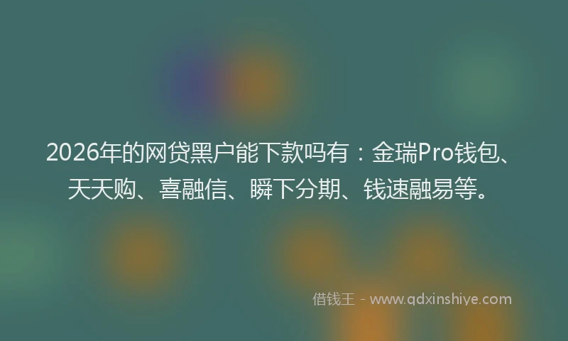 2026年的网贷黑户能下款吗有：金瑞Pro钱包、天天购、喜融信、瞬下分期、钱速融易等。