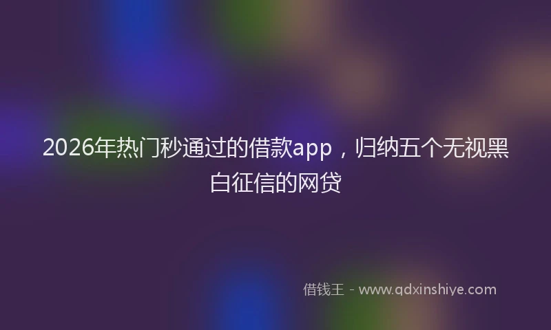 2026年热门秒通过的借款app，归纳五个无视黑白征信的网贷