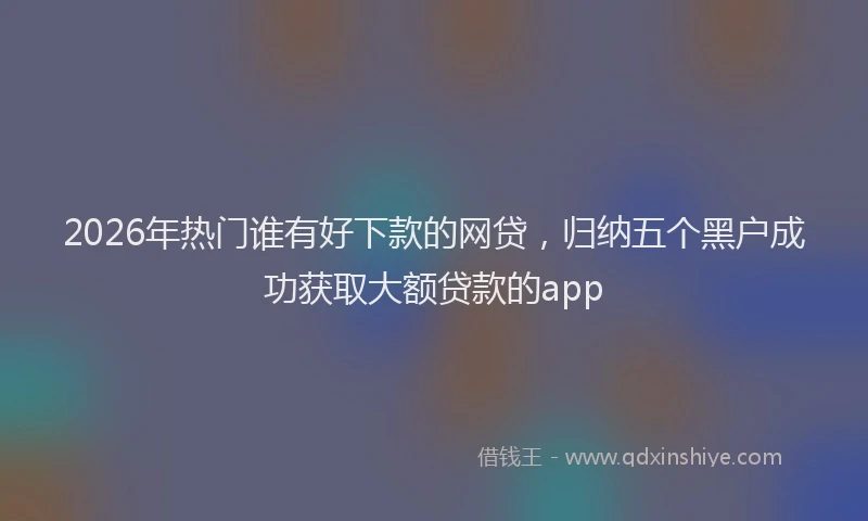 2026年热门谁有好下款的网贷，归纳五个黑户成功获取大额贷款的app