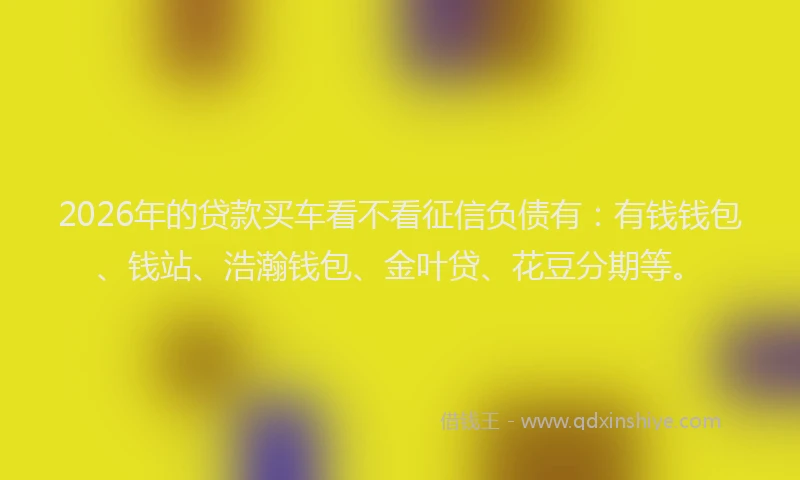 2026年的贷款买车看不看征信负债有：有钱钱包、钱站、浩瀚钱包、金叶贷、花豆分期等。