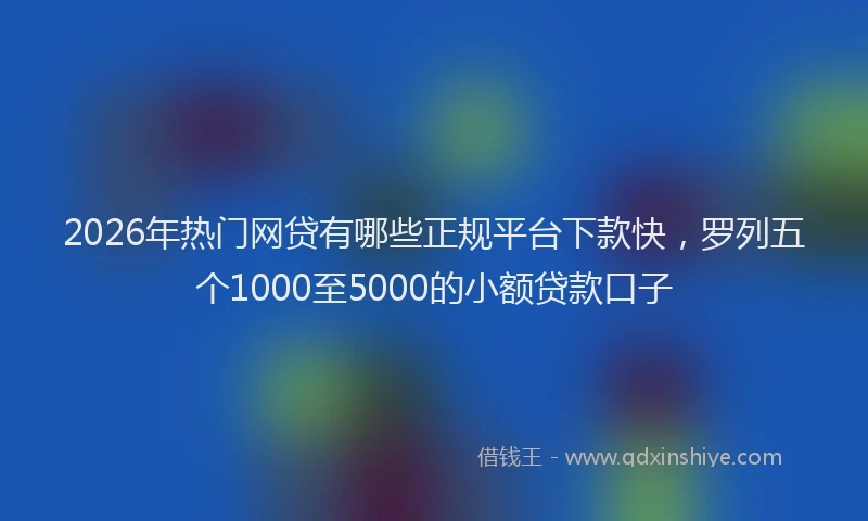 2026年热门网贷有哪些正规平台下款快，罗列五个1000至5000的小额贷款口子