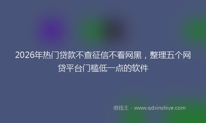 2026年热门贷款不查征信不看网黑，整理五个网贷平台门槛低一点的软件
