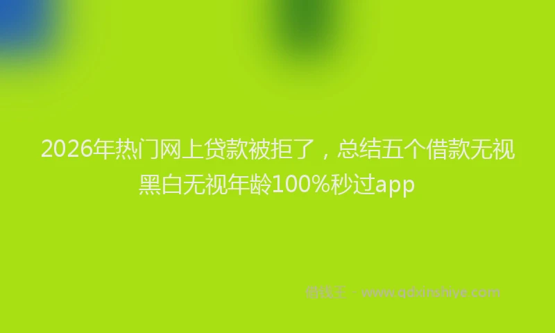 2026年热门网上贷款被拒了,总结五个借款无视黑白无视年龄100%秒过app