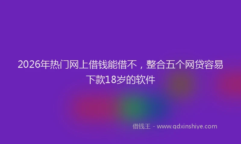 2026年热门网上借钱能借不，整合五个网贷容易下款18岁的软件