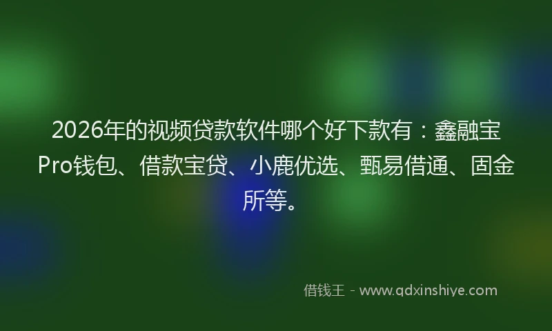 2026年的视频贷款软件哪个好下款有：鑫融宝Pro钱包、借款宝贷、小鹿优选、甄易借通、固金所等。