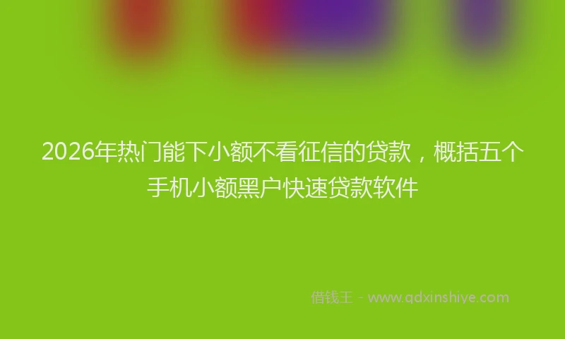 2026年热门能下小额不看征信的贷款，概括五个手机小额黑户快速贷款软件