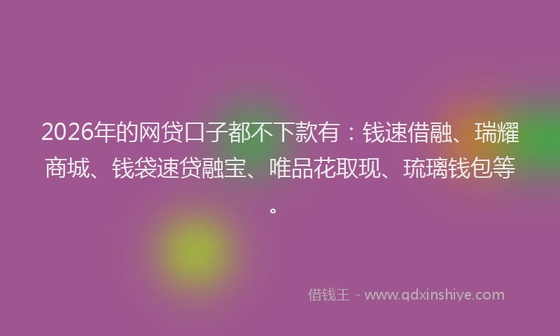 2026年的网贷口子都不下款有：钱速借融、瑞耀商城、钱袋速贷融宝、唯品花取现、琉璃钱包等。