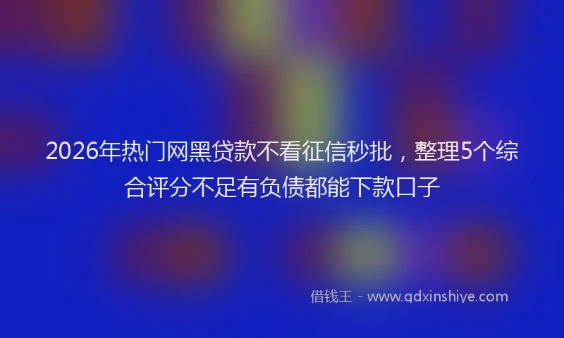 2026年热门网黑贷款不看征信秒批，整理5个综合评分不足有负债都能下款口子