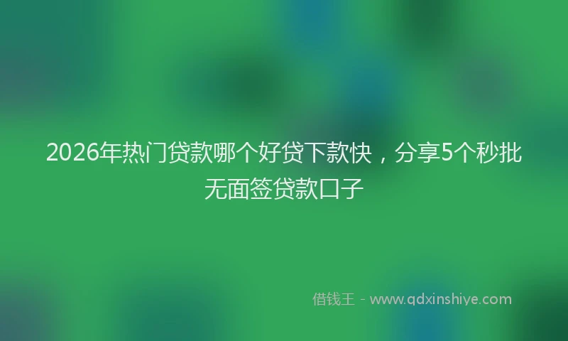 2026年热门贷款哪个好贷下款快，分享5个秒批无面签贷款口子