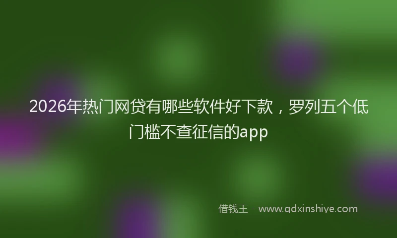 2026年热门网贷有哪些软件好下款，罗列五个低门槛不查征信的app