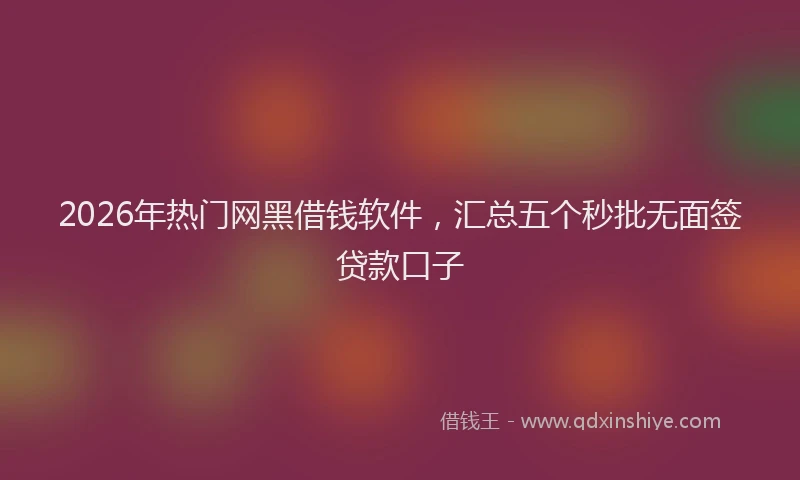 2026年热门网黑借钱软件，汇总五个秒批无面签贷款口子